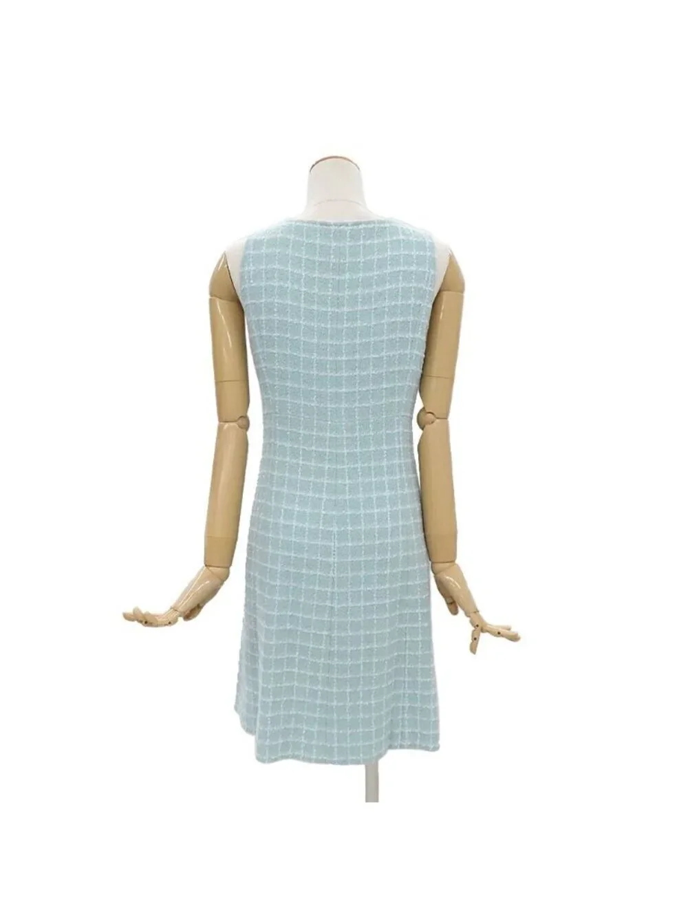 Chanel 97c Tweed Sleeveless Dress 38 Icy Green Vintage